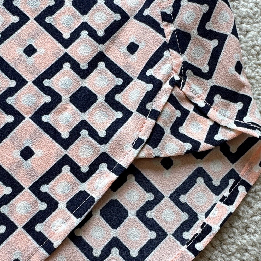 Talbots Pink and  Navy Blue Geometric Button-Down Shirt - Picture 9 of 10
